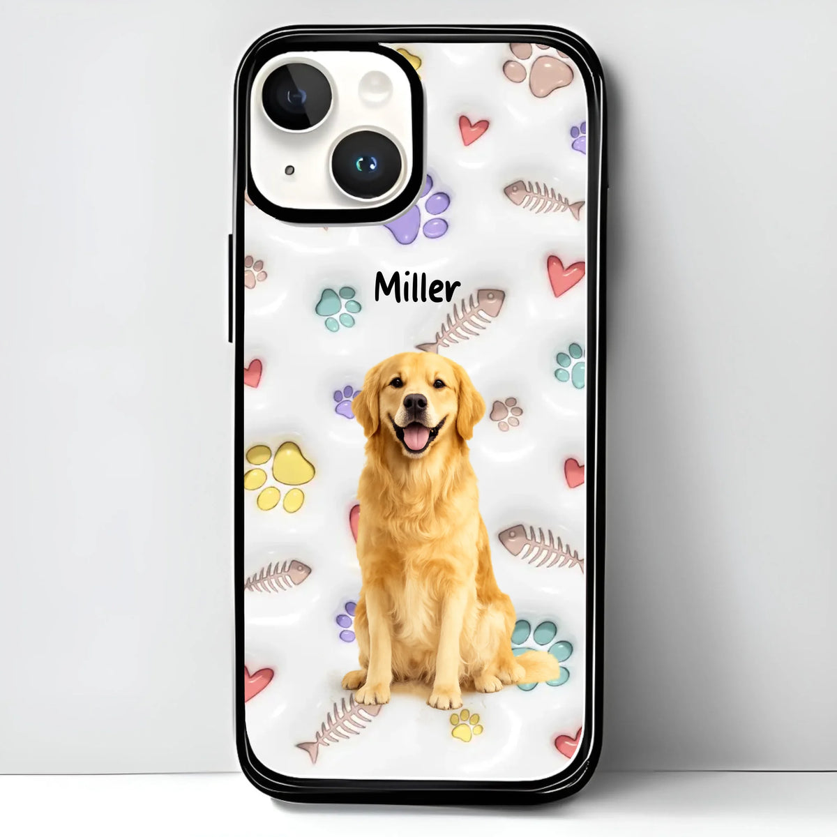 Custom Pet Watercolor iPhone Case - Personalized Pet Portrait with Name