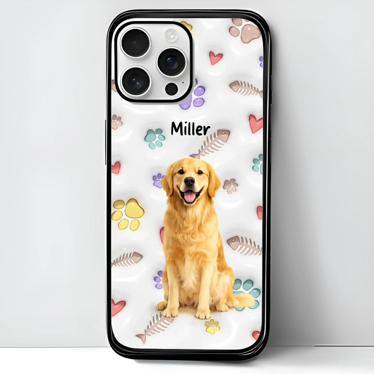 Custom Pet Watercolor iPhone Case - Personalized Pet Portrait with Name