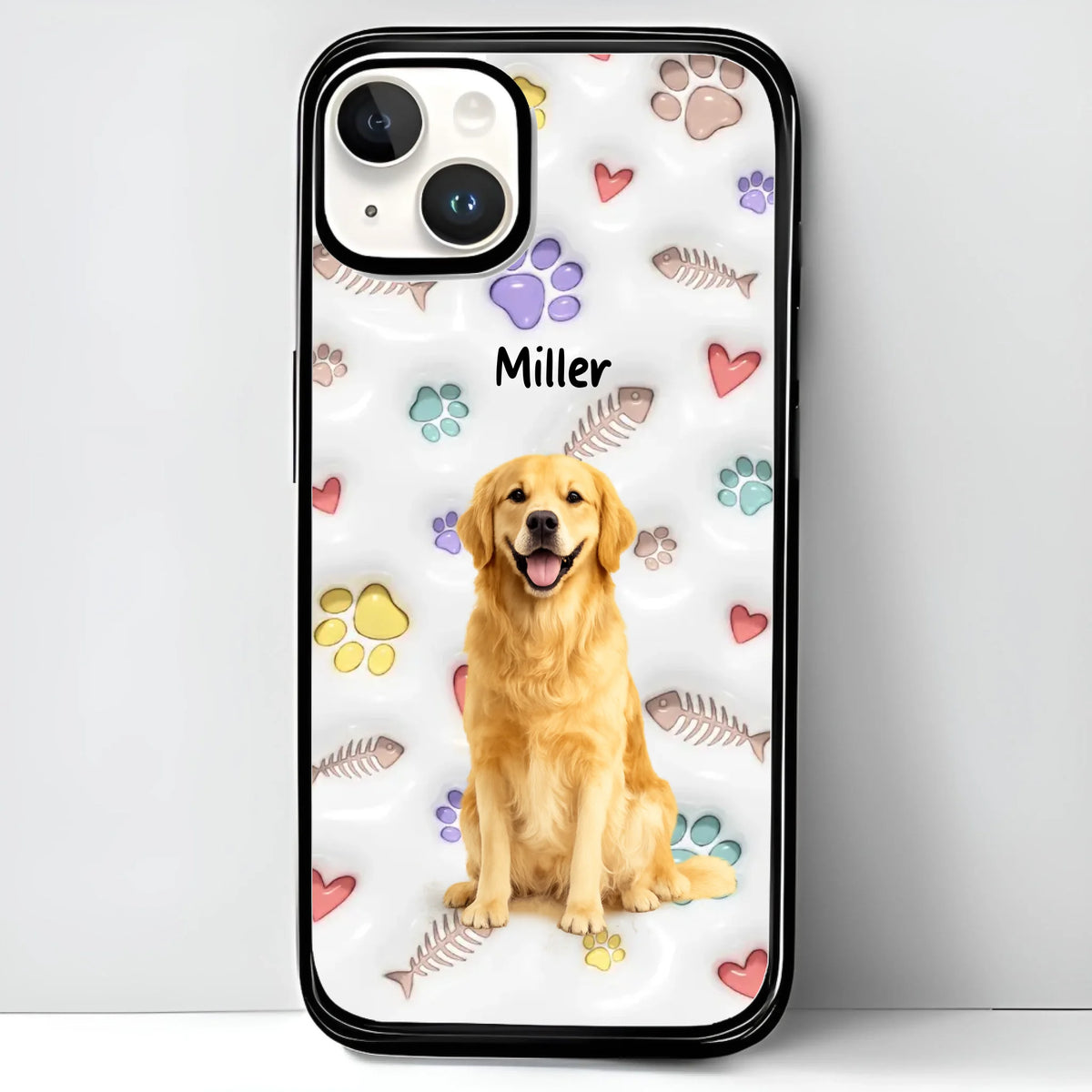 Custom Pet Watercolor iPhone Case - Personalized Pet Portrait with Name