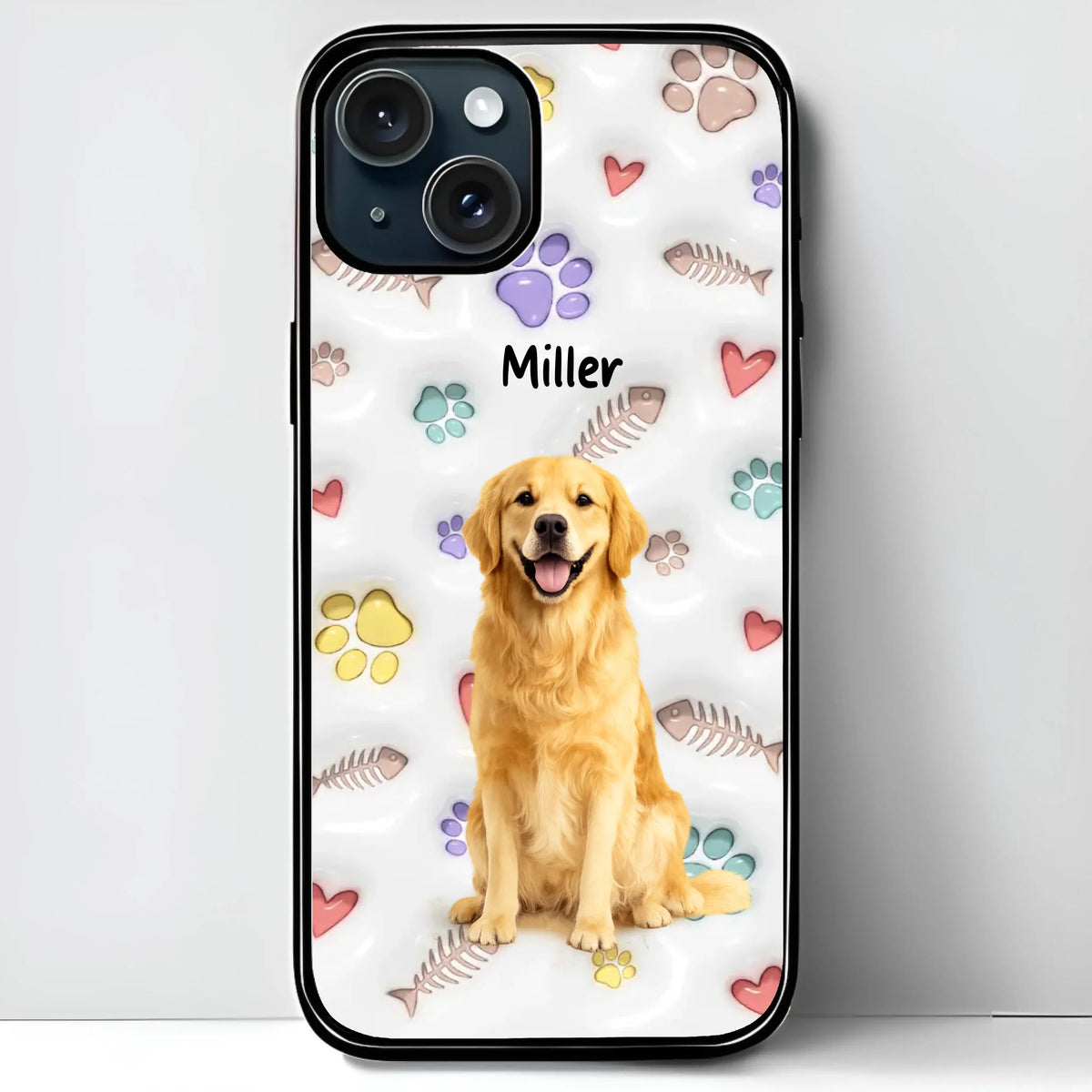 Custom Pet Watercolor iPhone Case - Personalized Pet Portrait with Name