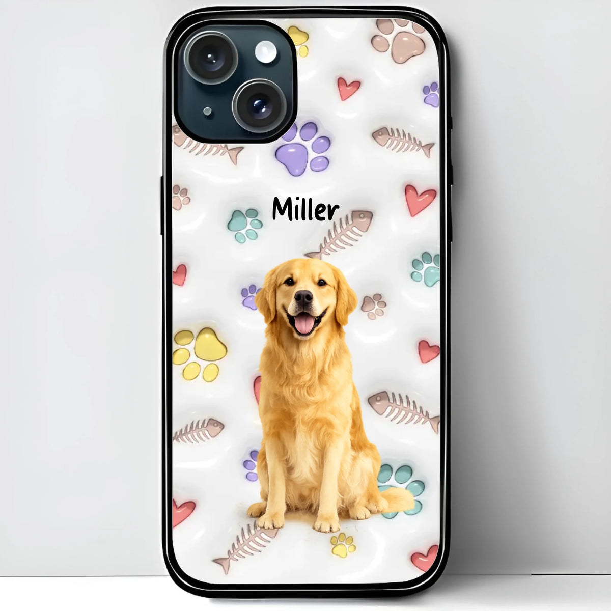 Custom Pet Watercolor iPhone Case - Personalized Pet Portrait with Name