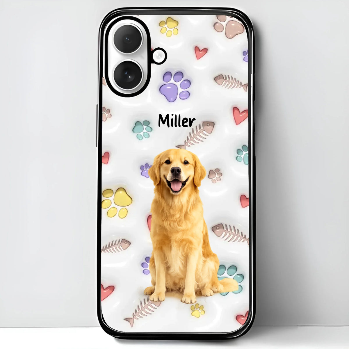 Custom Pet Watercolor iPhone Case - Personalized Pet Portrait with Name