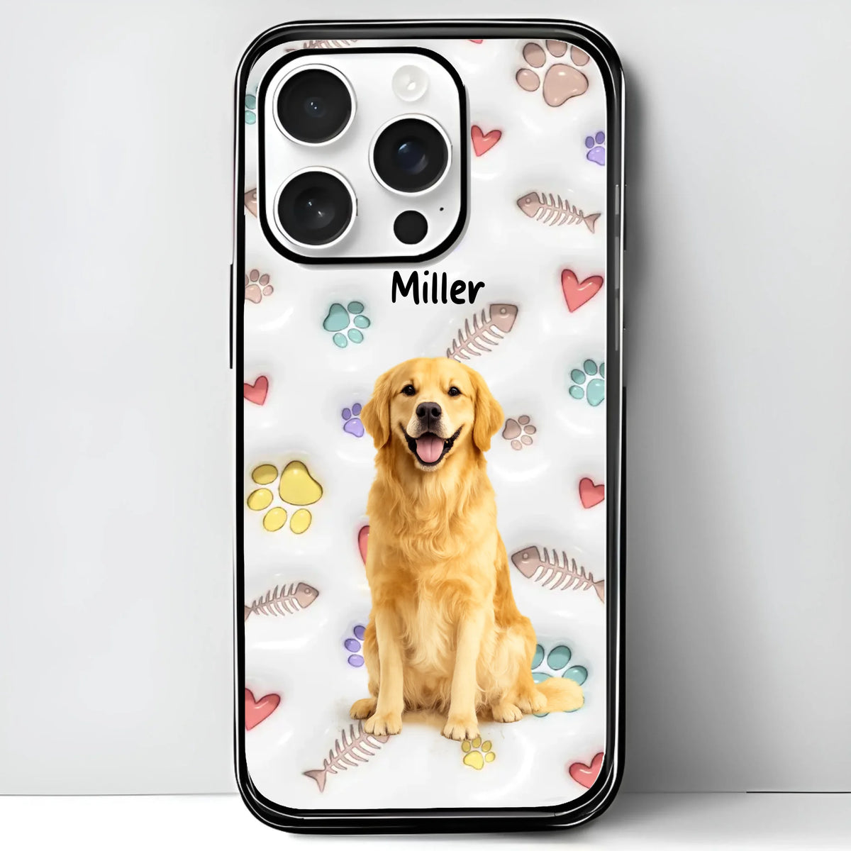 Custom Pet Watercolor iPhone Case - Personalized Pet Portrait with Name
