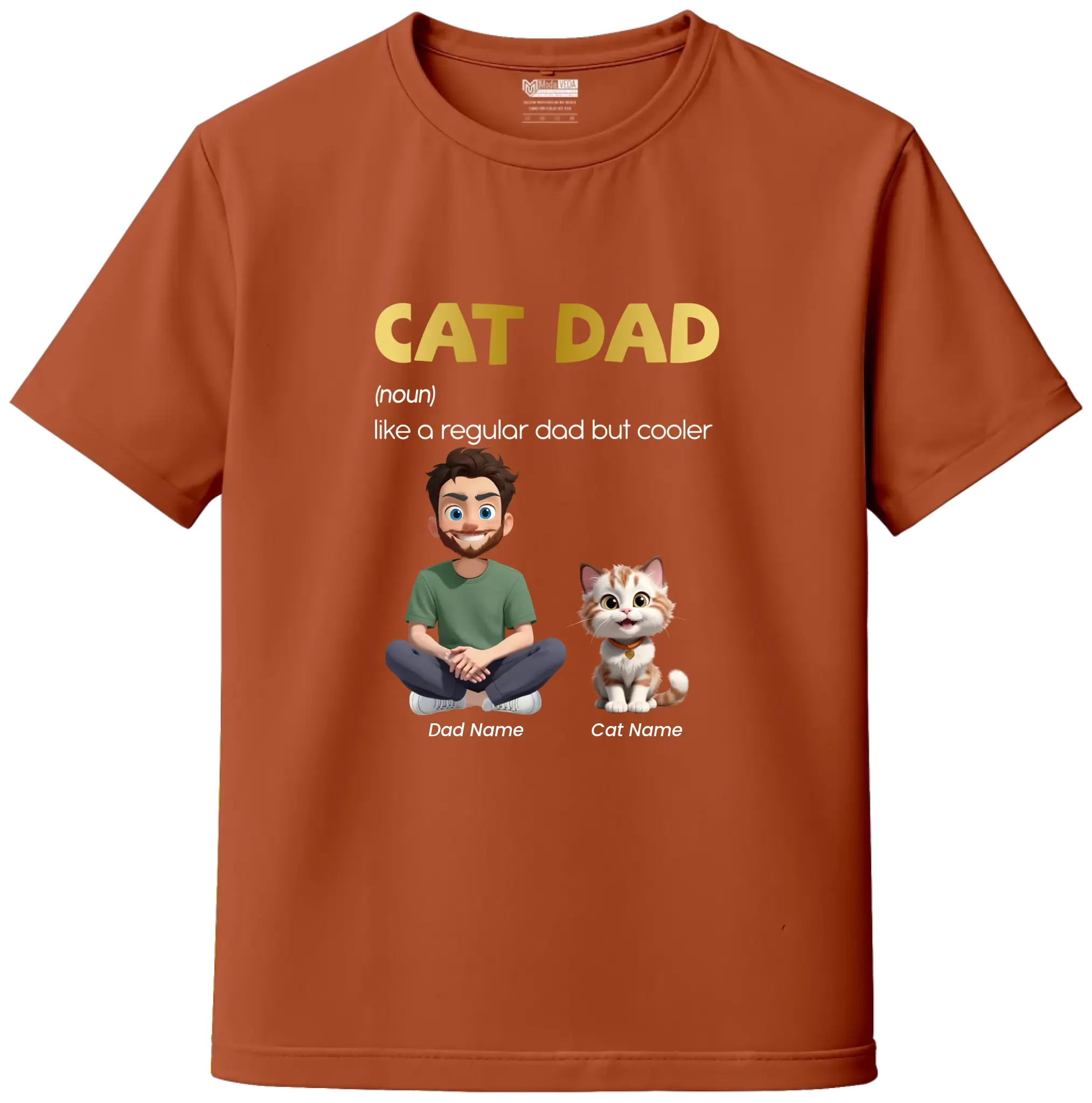 Cat Dad Custom Tee – Personalize Name, Cat Breed & Character!