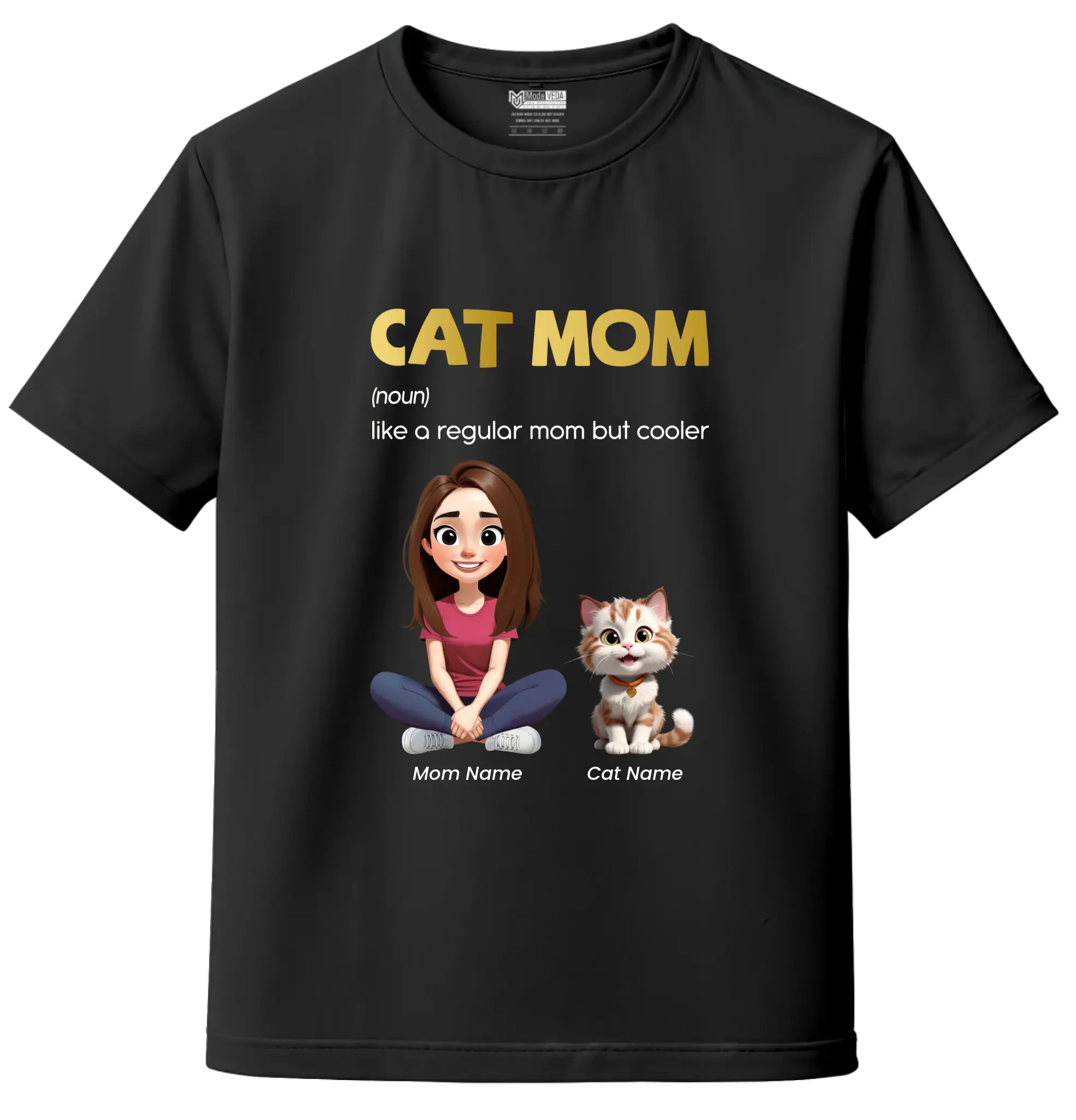 Cat Mom Custom Tee – Personalize Name, Cat Breed & Character!