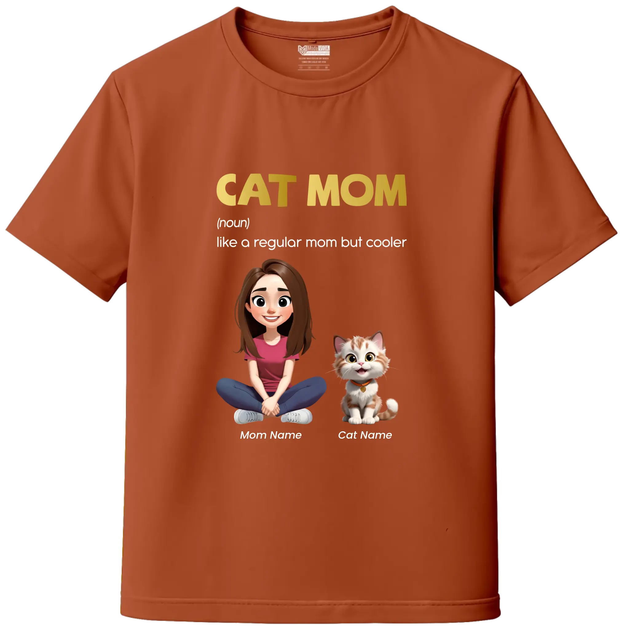 Cat Mom Custom Tee – Personalize Name, Cat Breed & Character!
