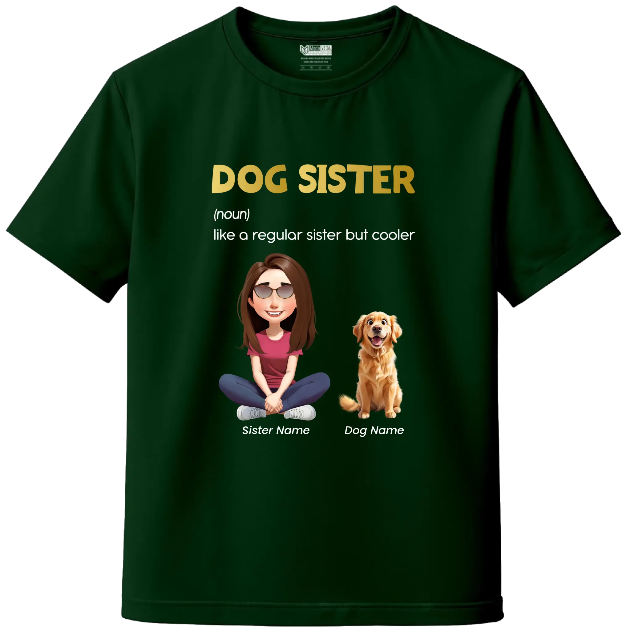 Personalized Dog Sister T-Shirt - Custom Character & Dog Breed Design