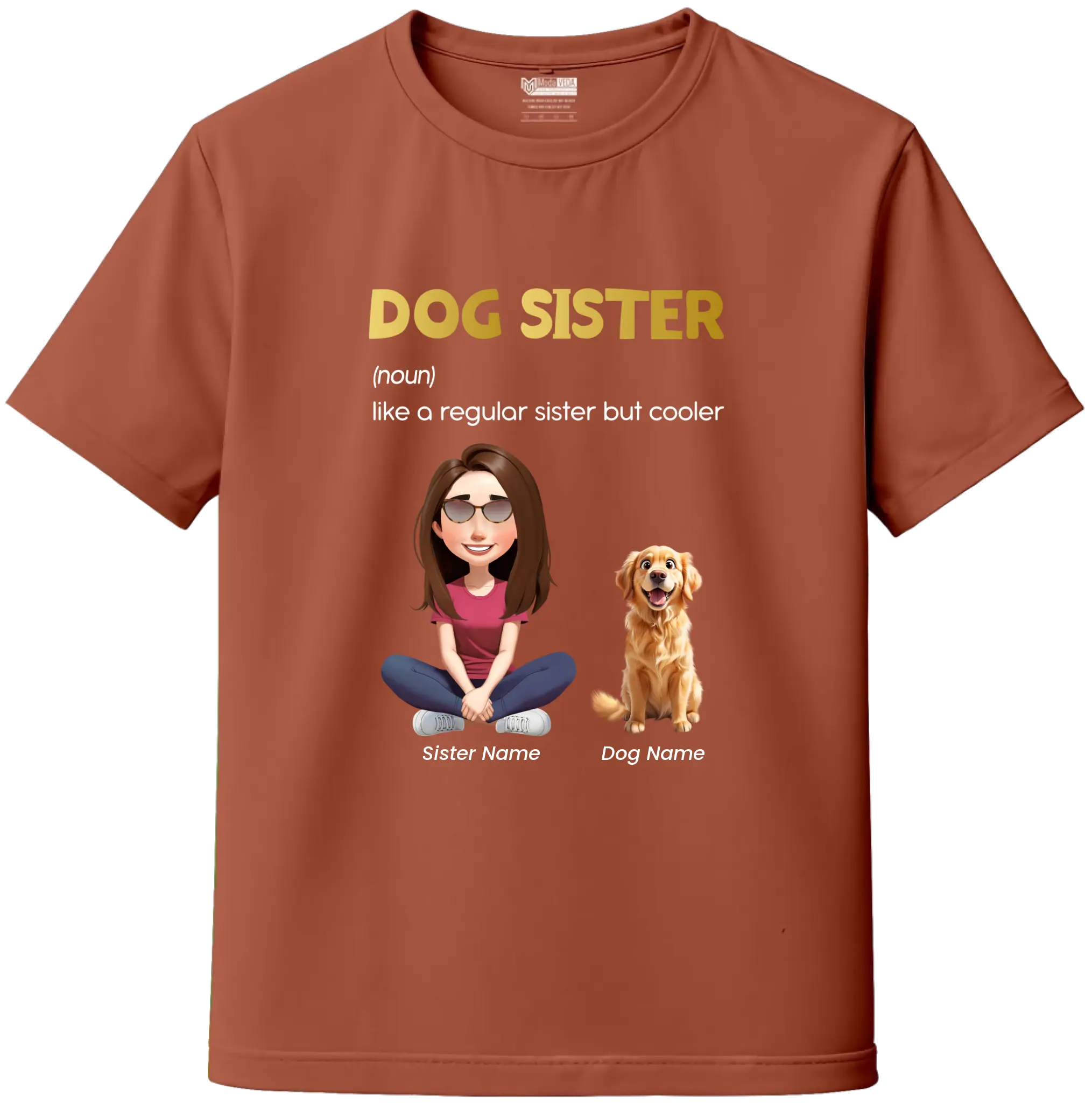 Personalized Dog Sister T-Shirt - Custom Character & Dog Breed Design