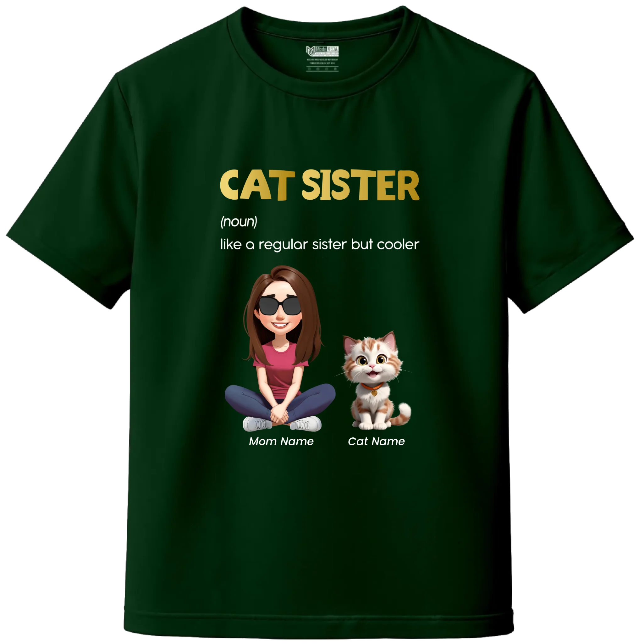 Custom Cat Sister Custom T-Shirt – Personalize Name, Cat Breed & Character!