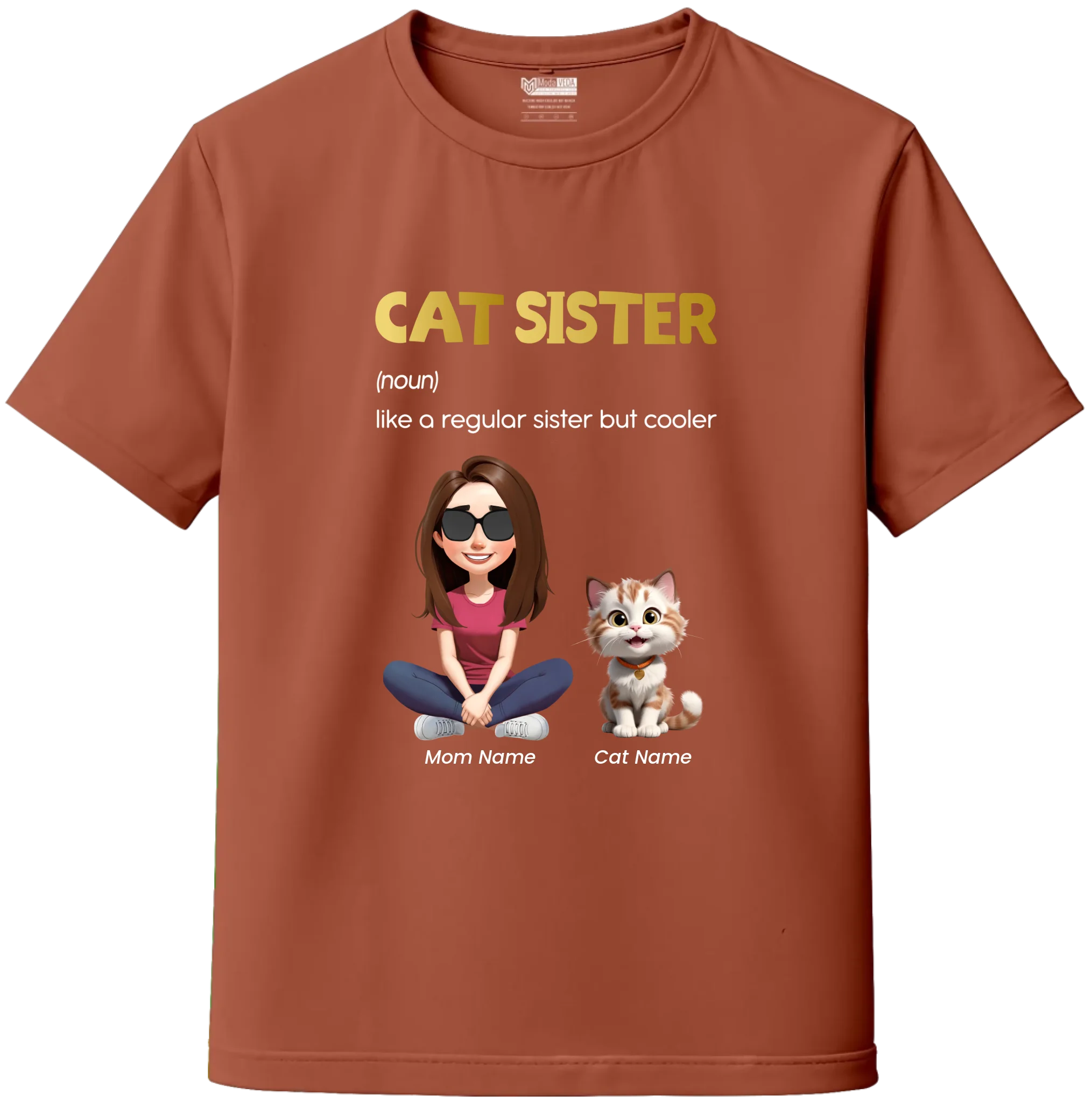 Custom Cat Sister Custom T-Shirt – Personalize Name, Cat Breed & Character!