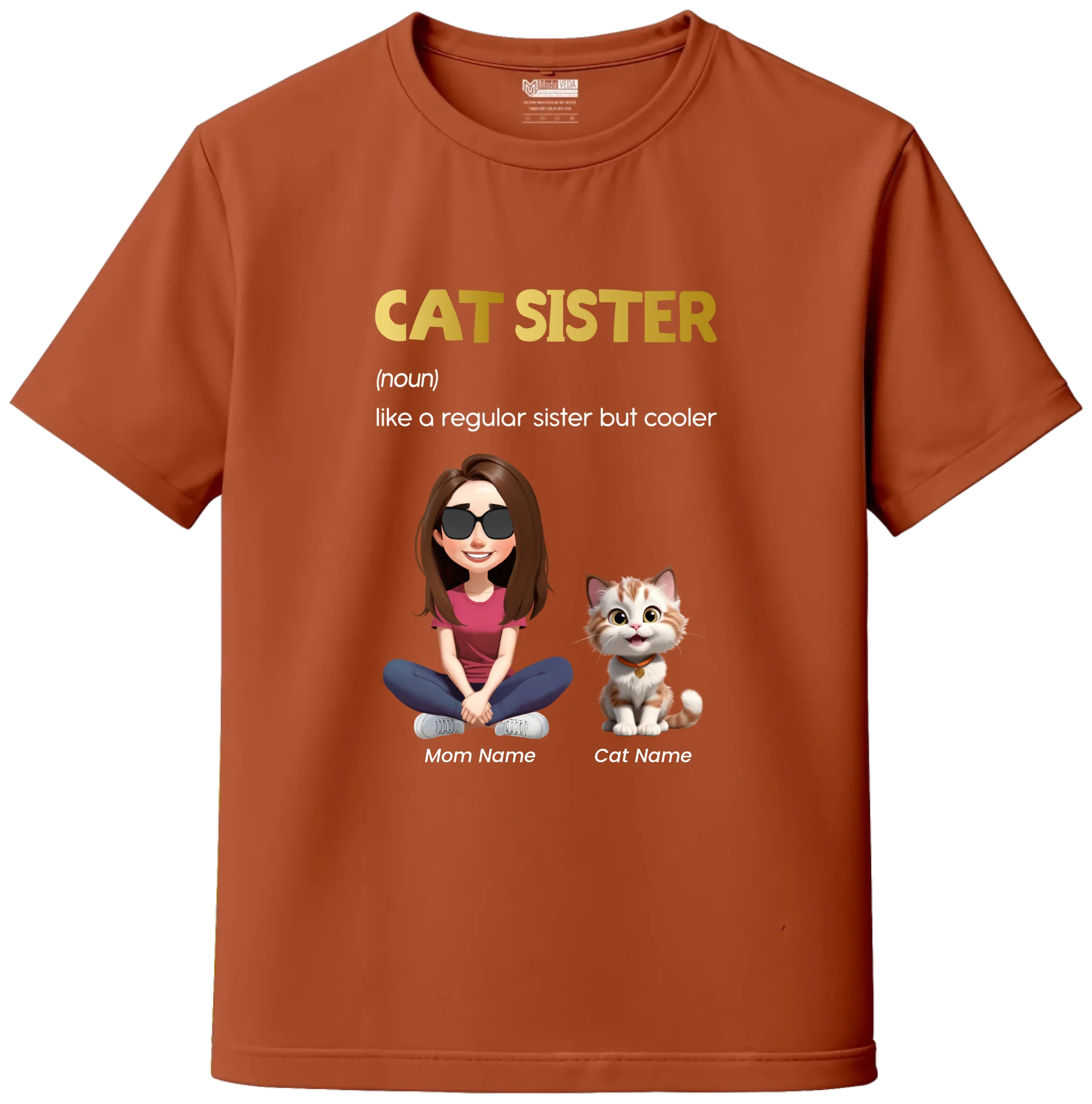 Custom Cat Sister Custom T-Shirt – Personalize Name, Cat Breed & Character!