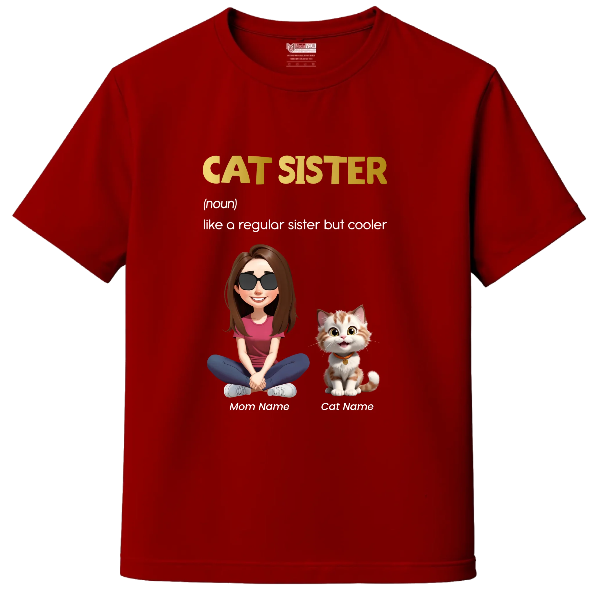 Custom Cat Sister Custom T-Shirt – Personalize Name, Cat Breed & Character!