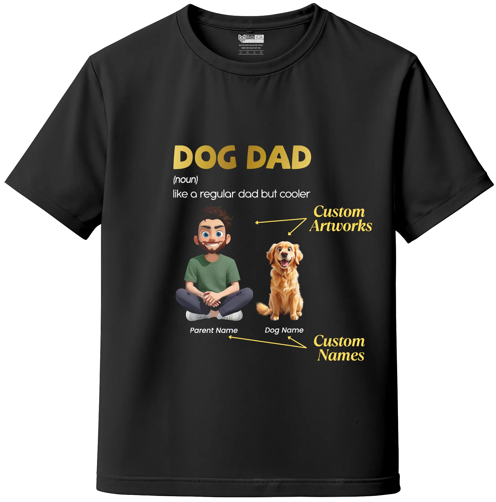 Dog Dad Custom Tee – Personalize Name, Dog Breed & Character!