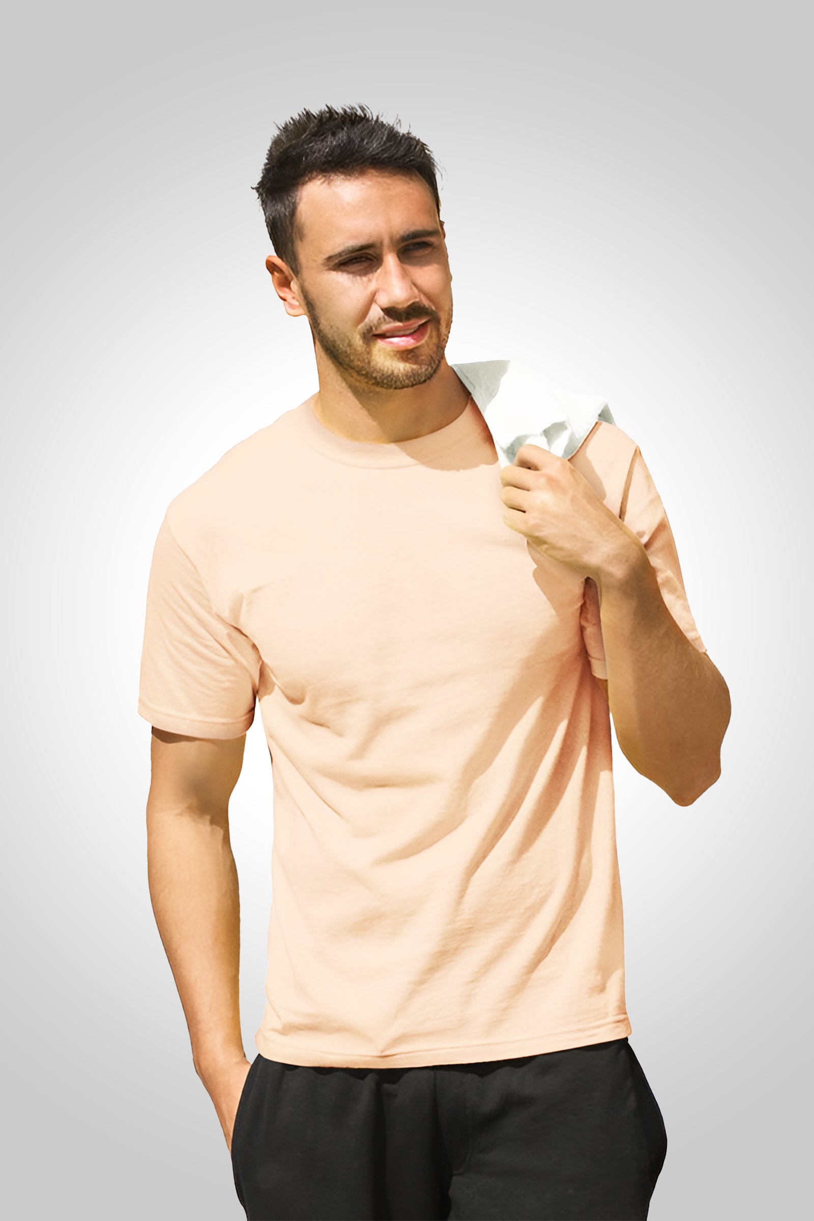 Round Neck Half Sleeve Peach