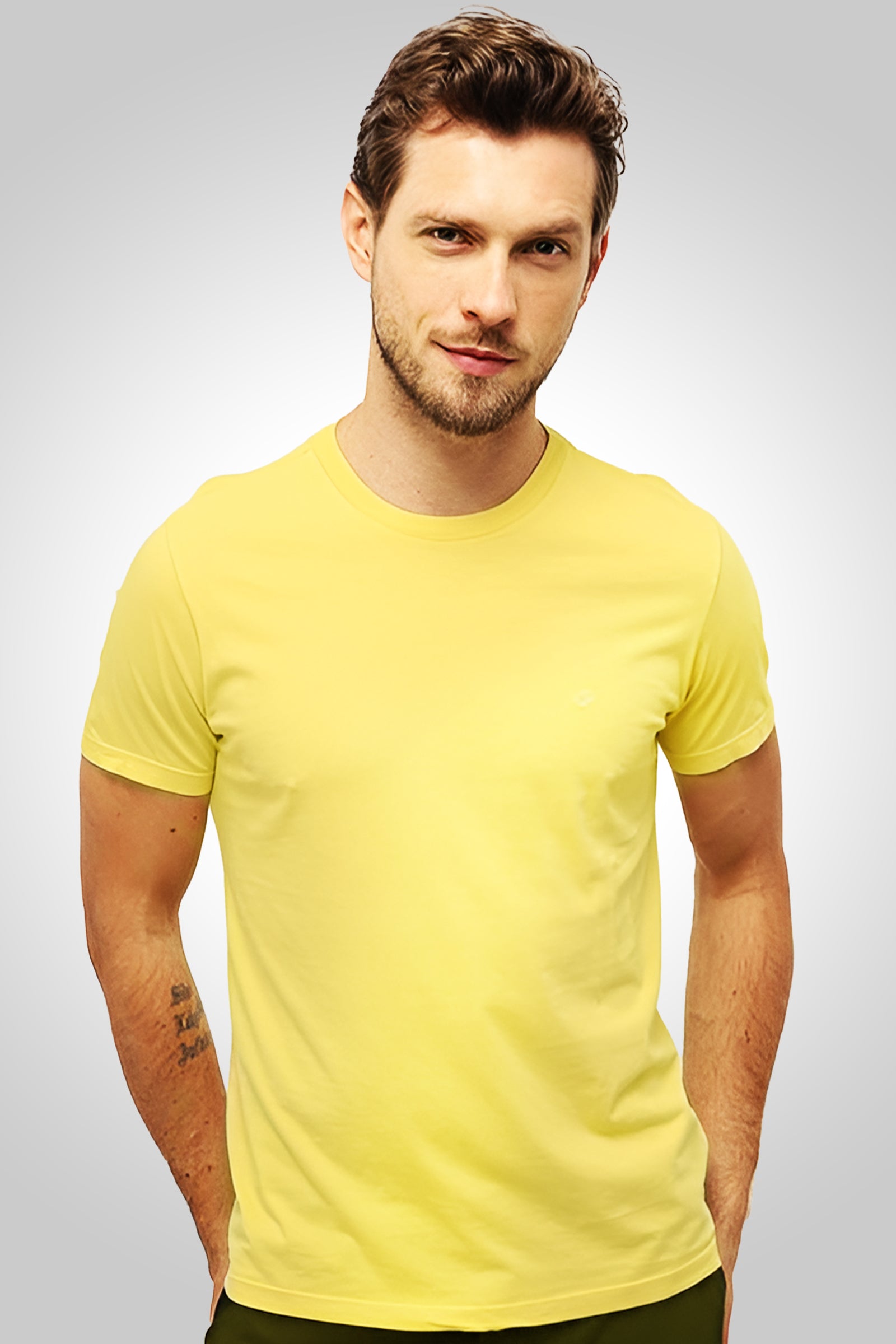 Round Neck Half Sleeve T-Shirt Yellow