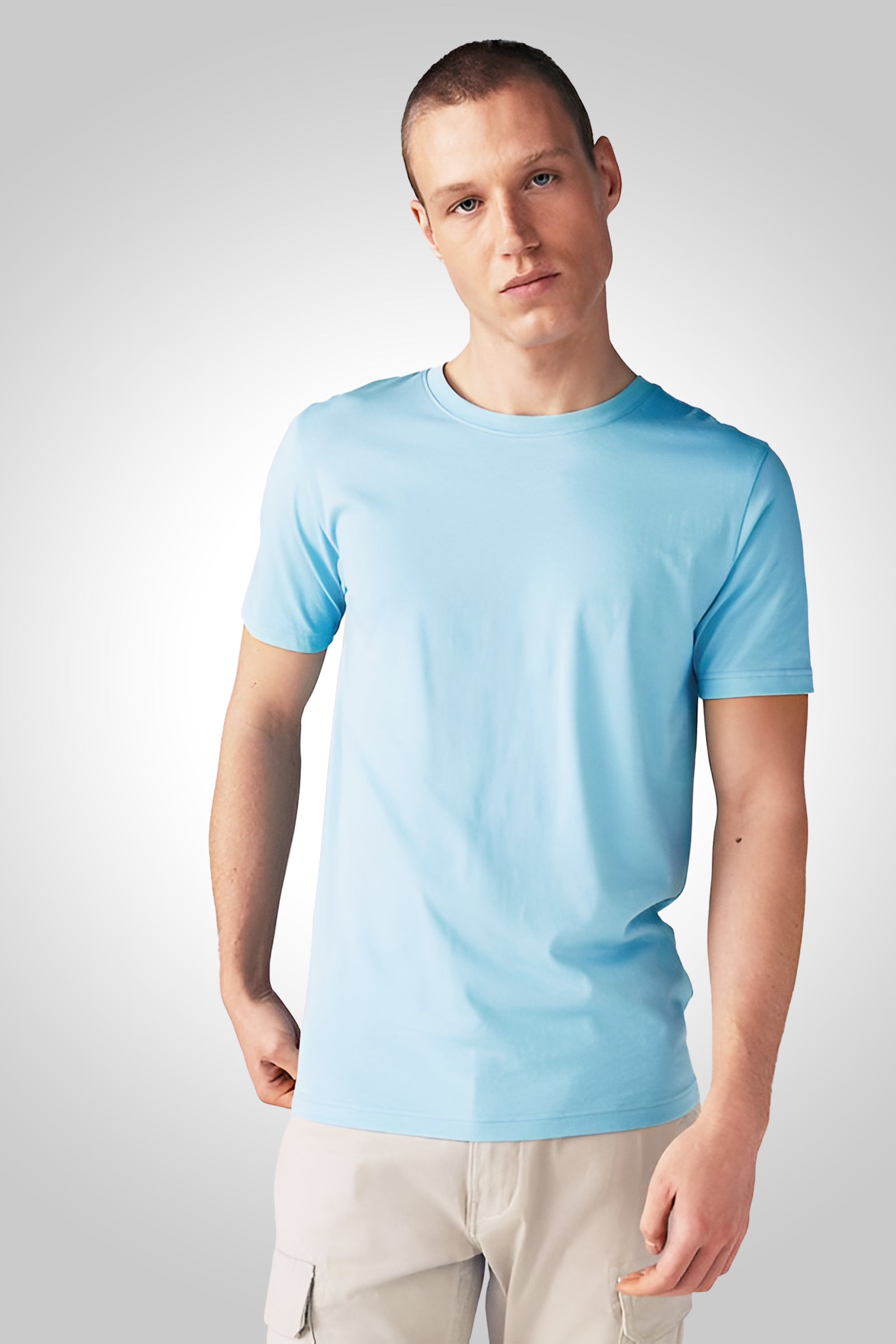 Round Neck Half Sleeve Baby Blue