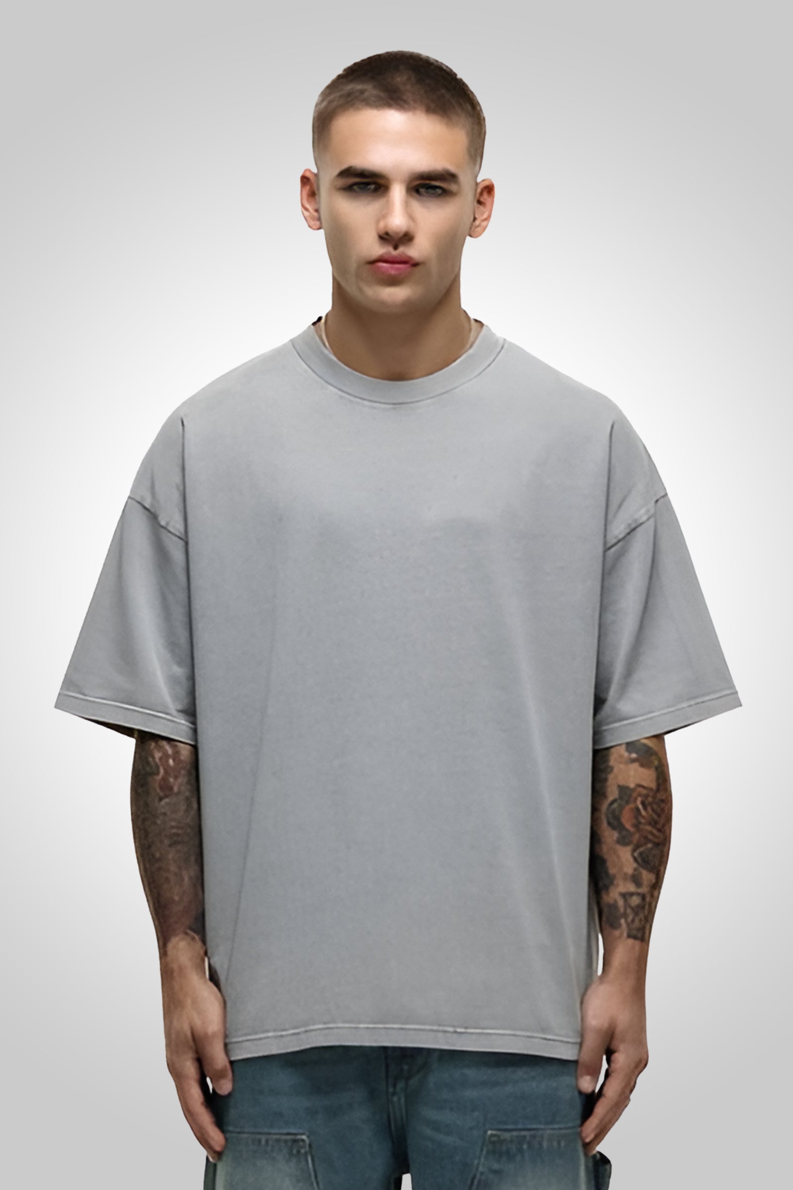Unisex Oversized T-Shirt Grey Melange