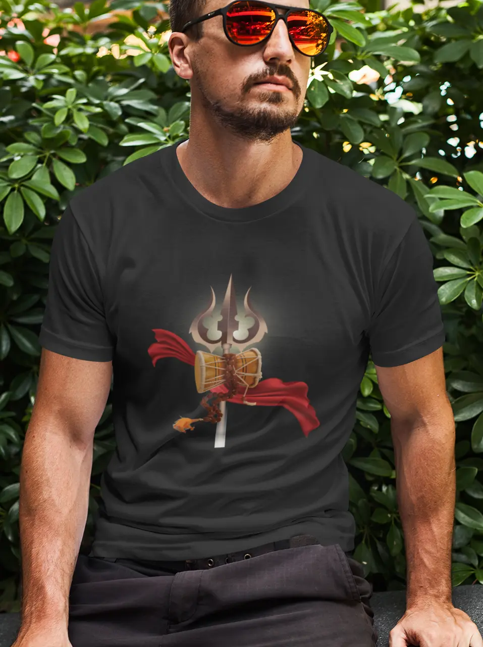 Trishul & Damru Print Tee – Symbol of Power