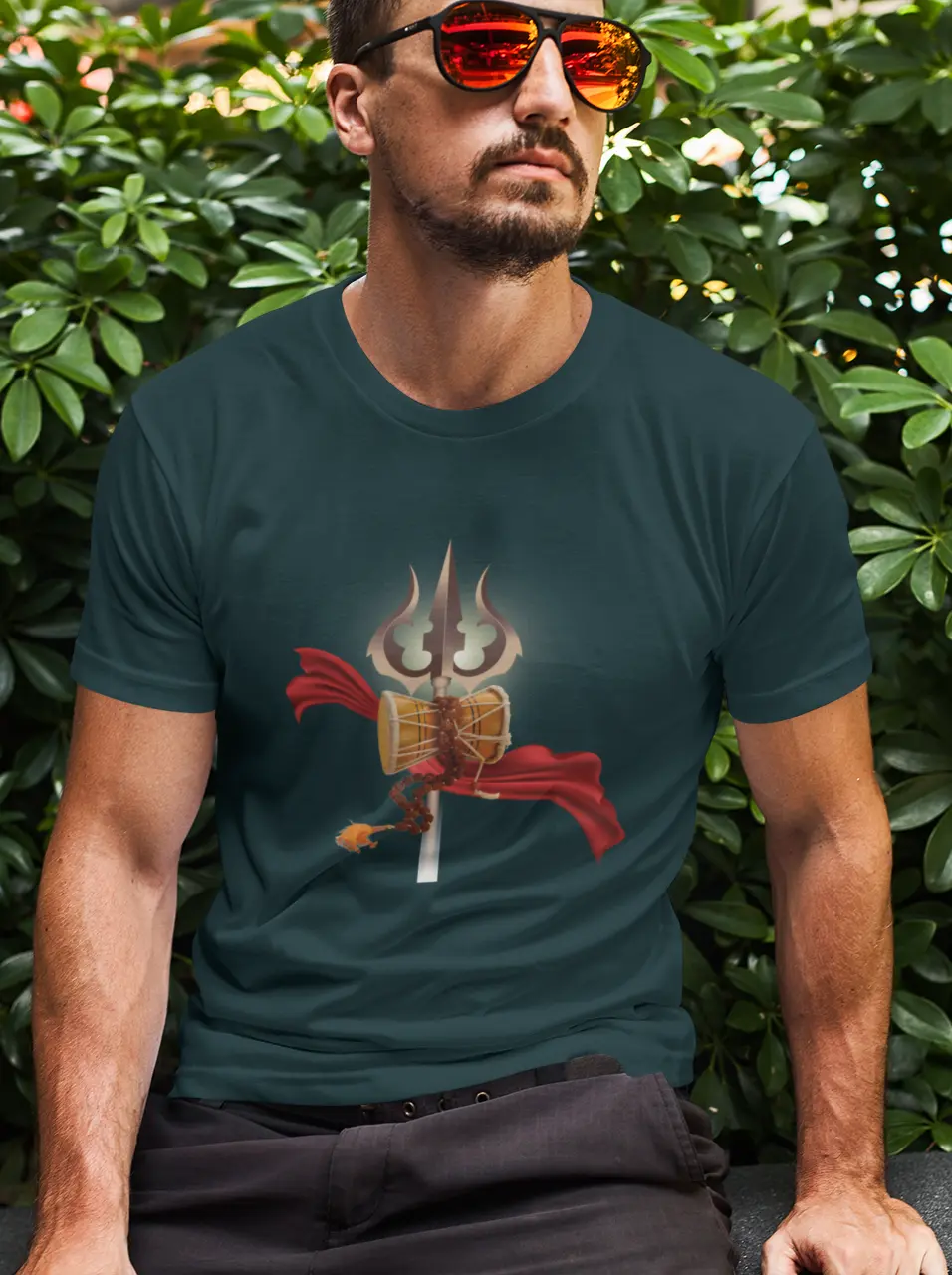Trishul & Damru Print Tee – Symbol of Power