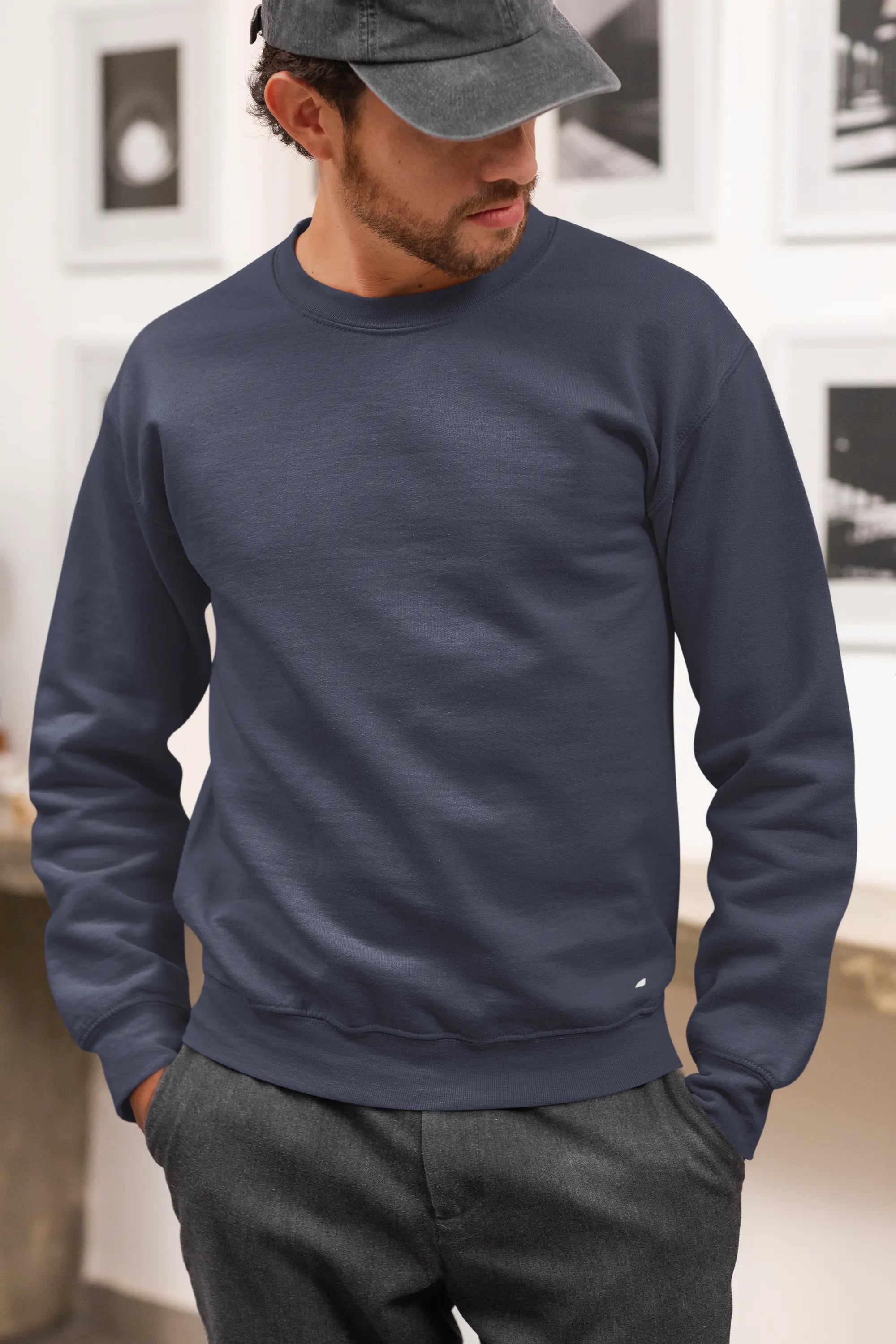 Premium Plain Sweatshirt Navy Blue