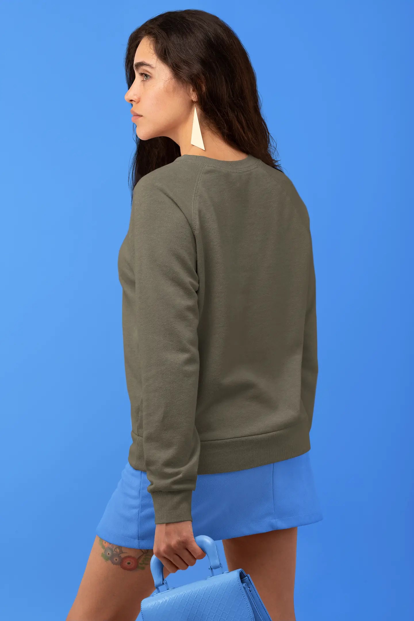 Premium Plain Sweatshirt Olive Green