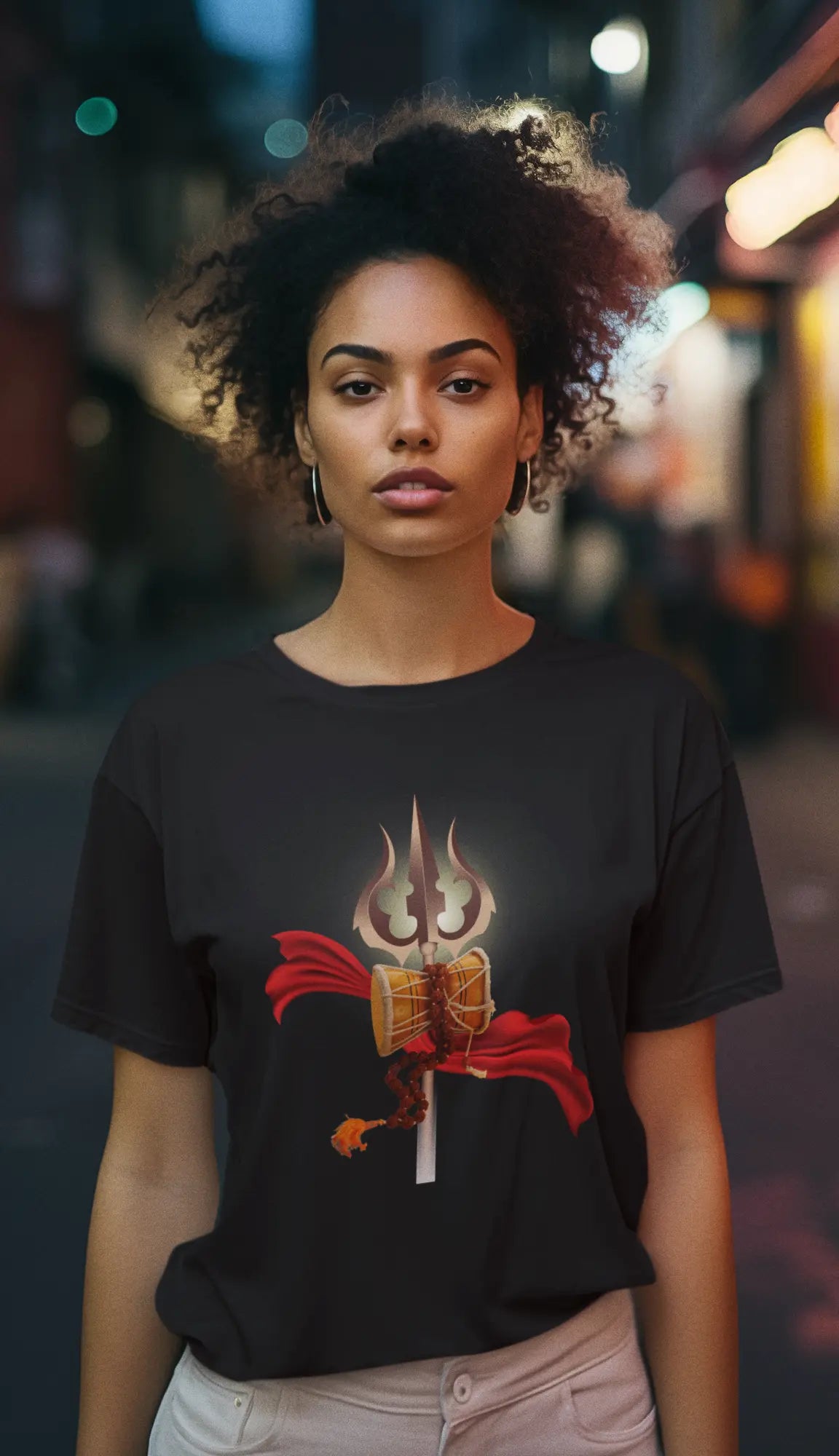 Trishul & Damru Print Tee – Symbol of Power