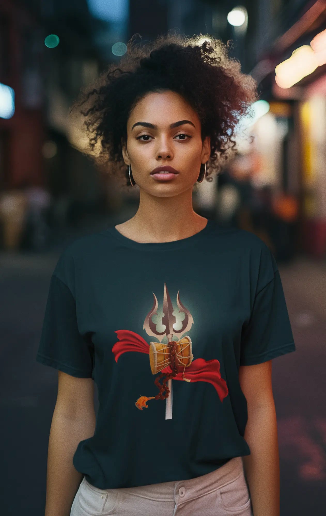 Trishul & Damru Print Tee – Symbol of Power