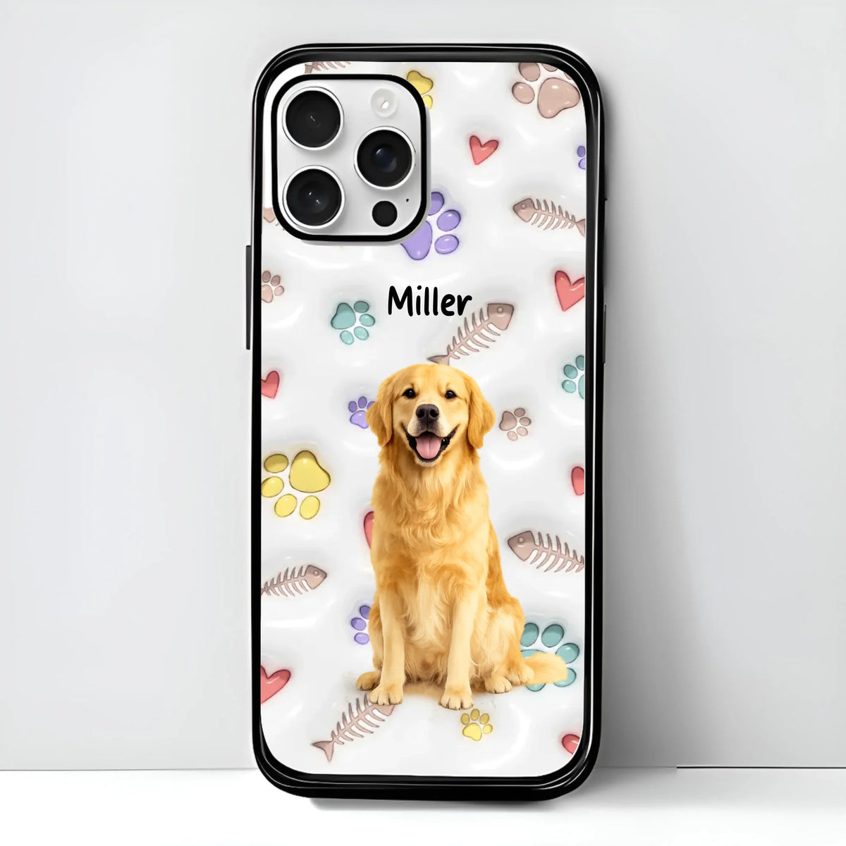 Custom Pet Watercolor iPhone Case - Personalized Pet Portrait with Name