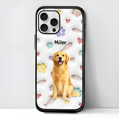 Custom Pet Watercolor iPhone Case - Personalized Pet Portrait with Name
