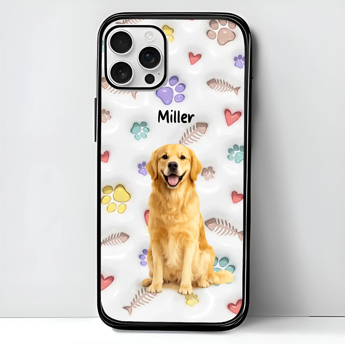 Custom Pet Watercolor iPhone Case - Personalized Pet Portrait with Name