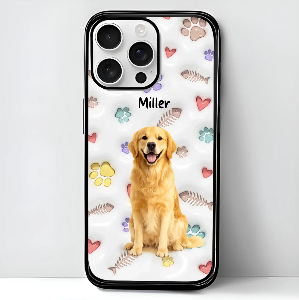 Custom Pet Watercolor iPhone Case - Personalized Pet Portrait with Name
