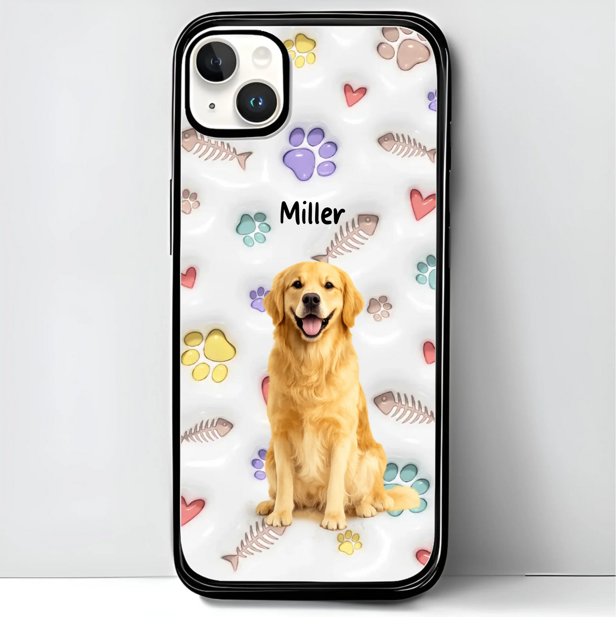 Custom Pet Watercolor iPhone Case - Personalized Pet Portrait with Name