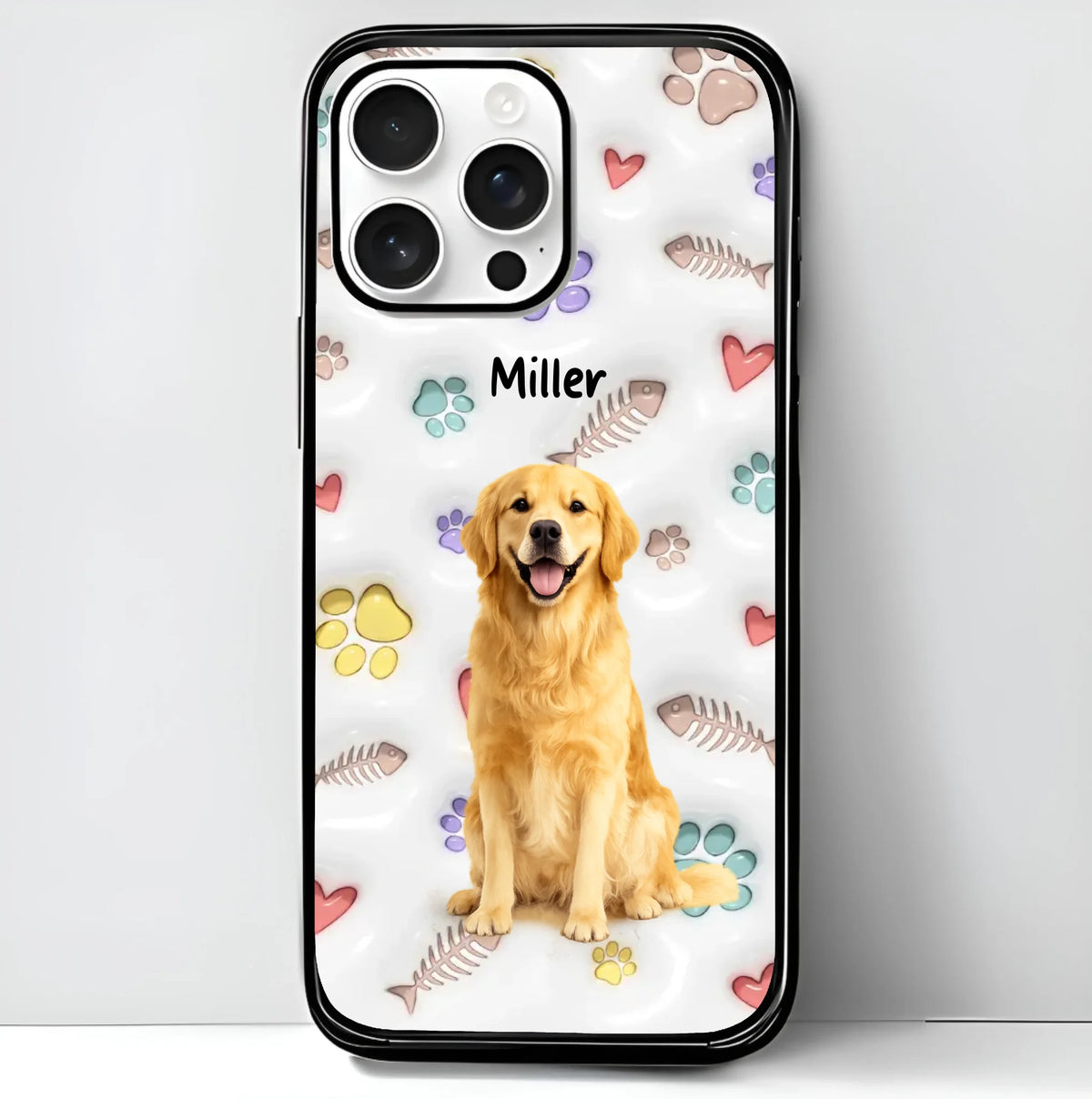 Custom Pet Watercolor iPhone Case - Personalized Pet Portrait with Name