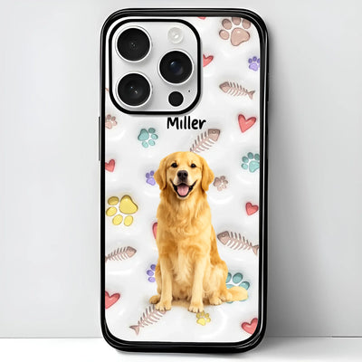 Custom Pet Watercolor iPhone Case - Personalized Pet Portrait with Name