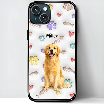 Custom Pet Watercolor iPhone Case - Personalized Pet Portrait with Name