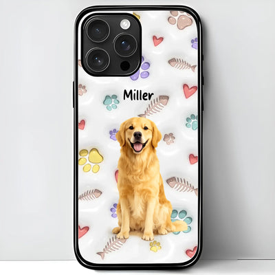 Custom Pet Watercolor iPhone Case - Personalized Pet Portrait with Name