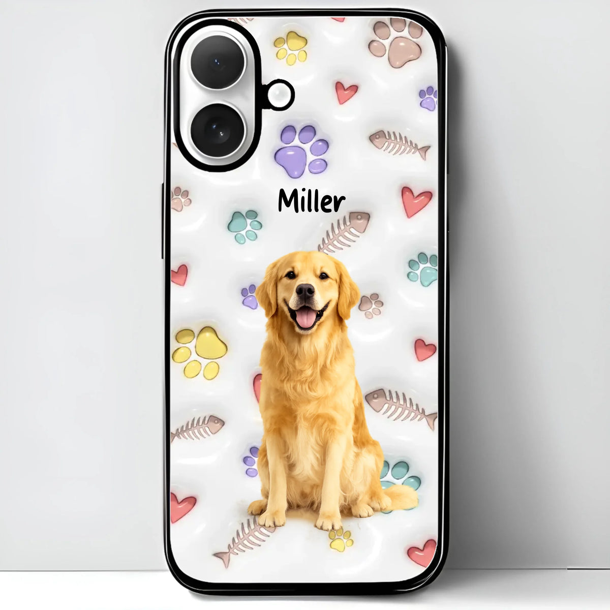 Custom Pet Watercolor iPhone Case - Personalized Pet Portrait with Name