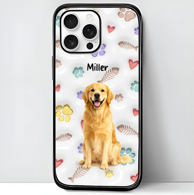 Custom Pet Watercolor iPhone Case - Personalized Pet Portrait with Name