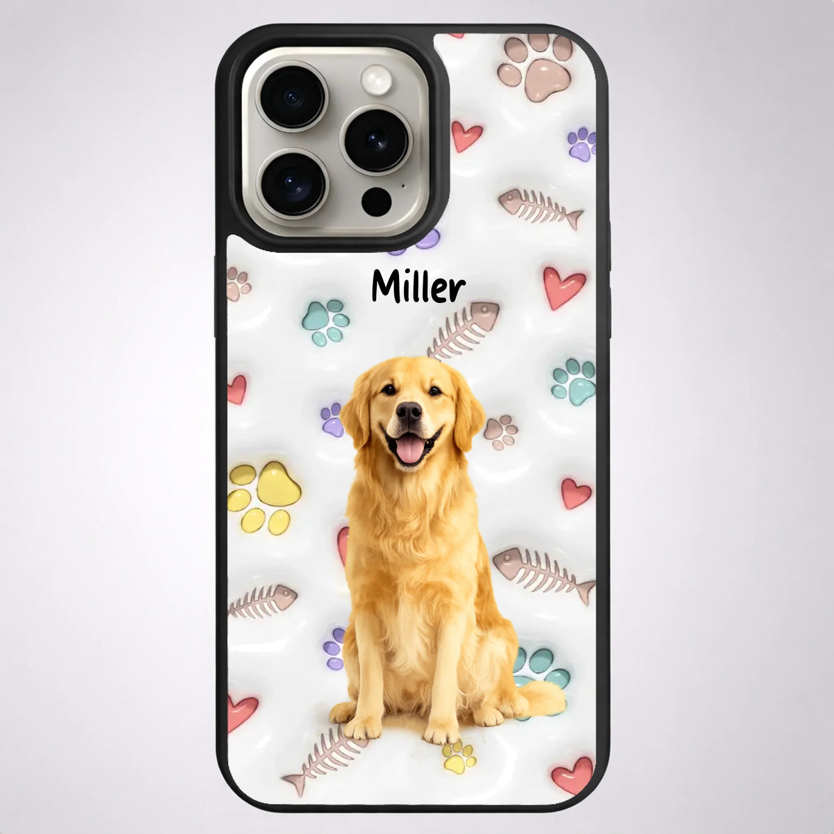 Custom Pet Watercolor iPhone Case - Personalized Pet Portrait with Name
