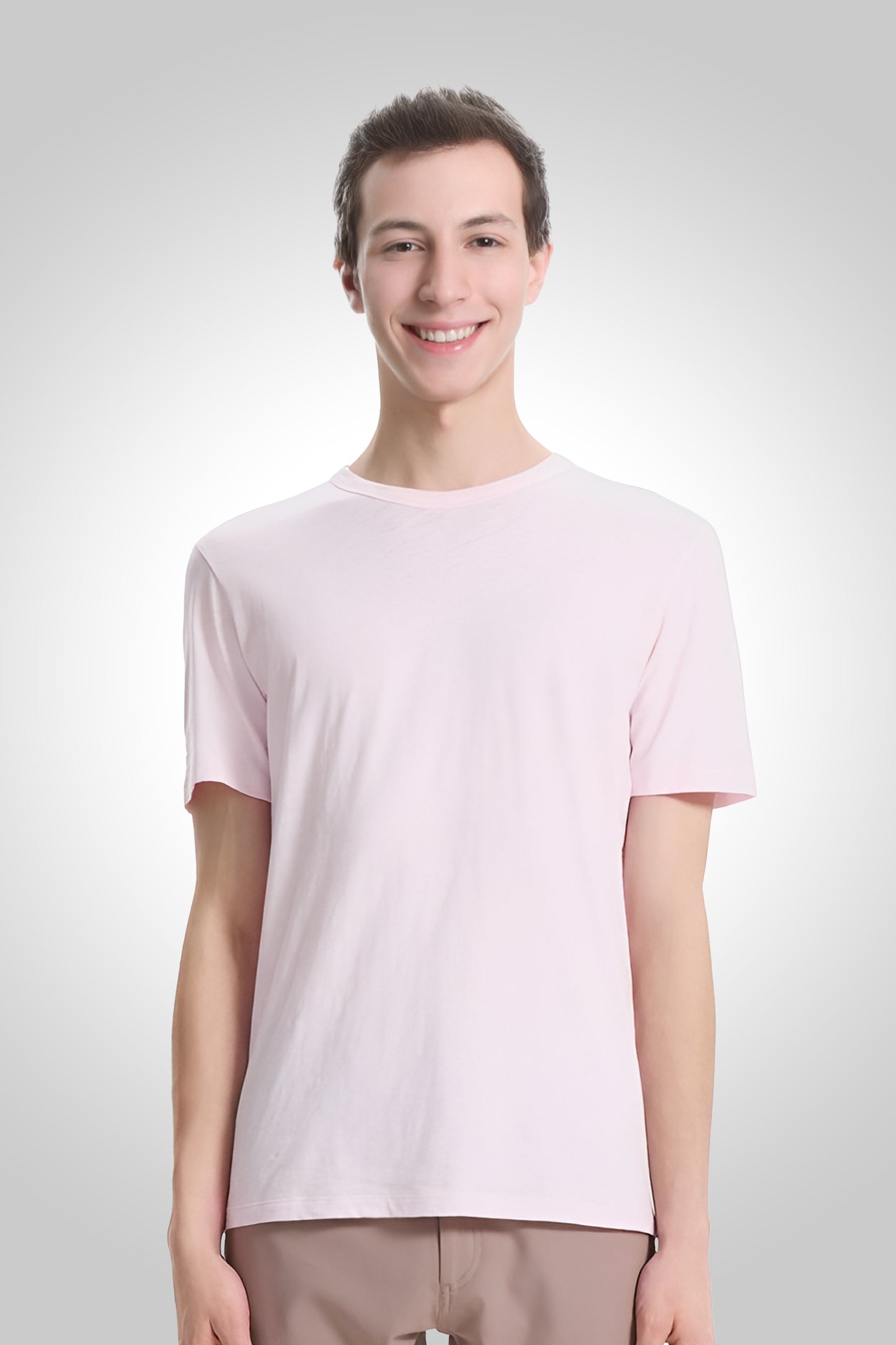 Round Neck Half Sleeve Light Baby Pink