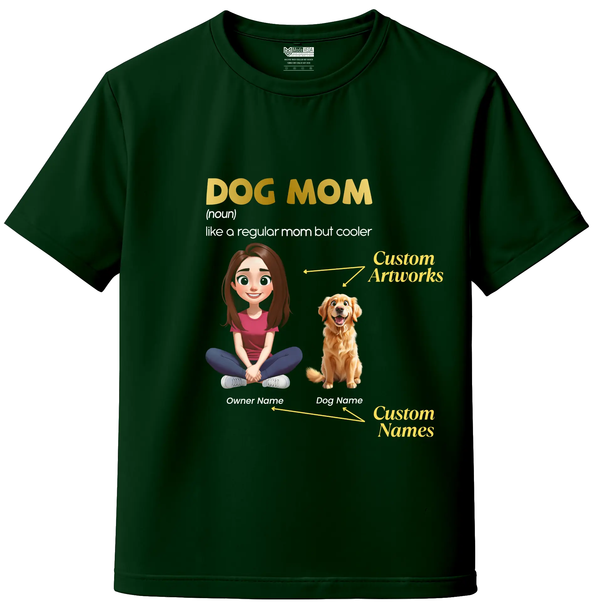 Dog Mom Custom Tee – Personalize Name, Dog Breed & Character!