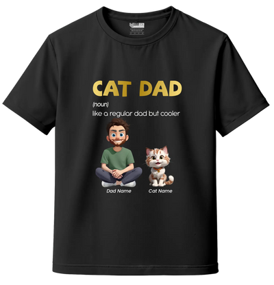 Black custom cat dad t-shirt with breed and name – personalized cat lover apparel, India