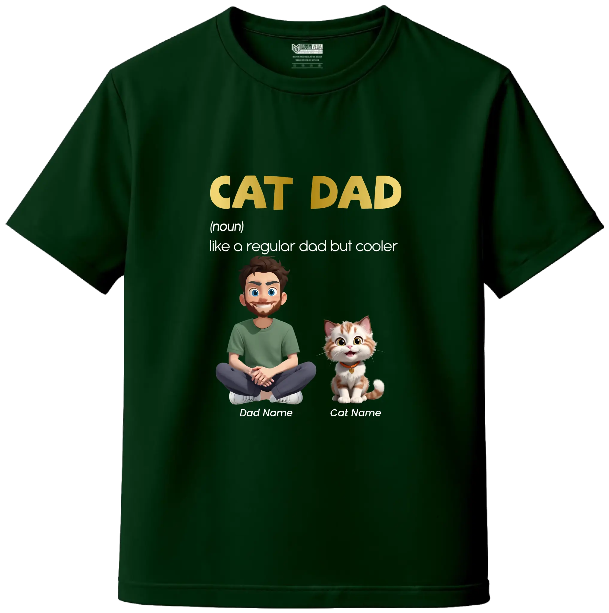 Cat Dad Custom Tee – Personalize Name, Cat Breed & Character!
