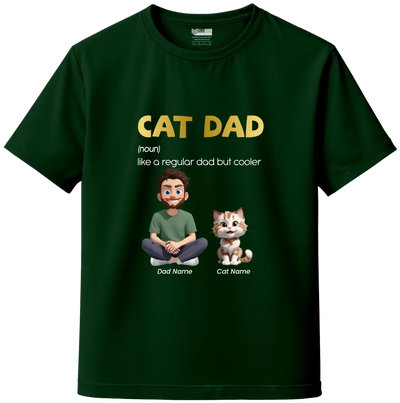 Bottle green custom cat dad t-shirt with breed and name – personalized cat lover apparel, India