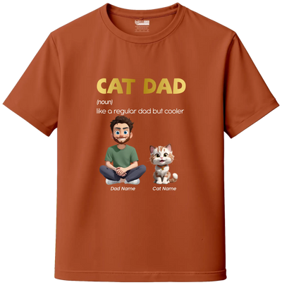 Coral custom cat dad t-shirt with breed and name – personalized cat lover apparel, India
