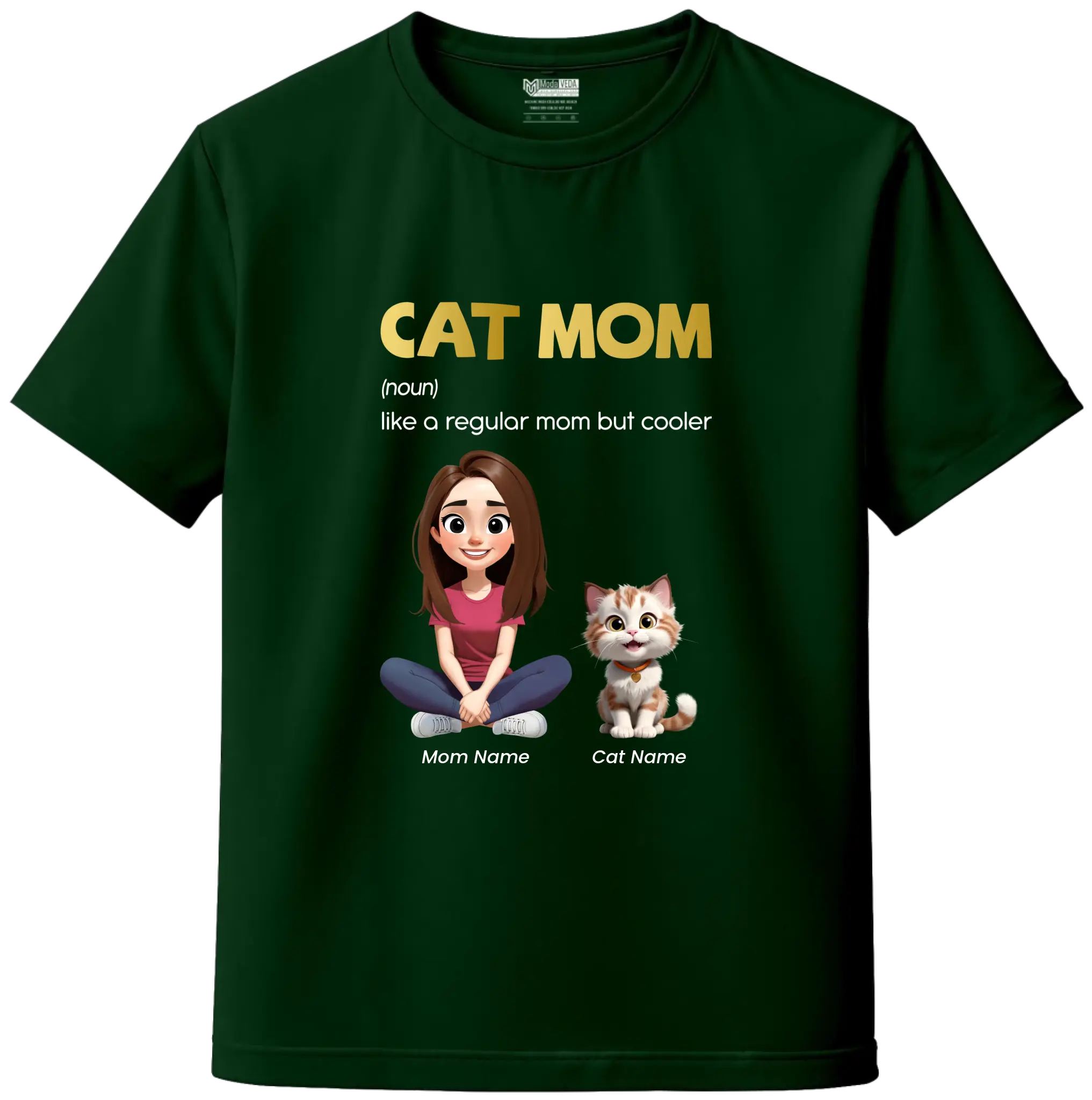 Cat Mom Custom Tee – Personalize Name, Cat Breed & Character!