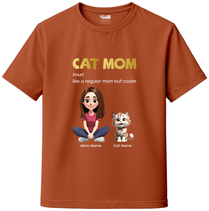 Cat Mom Custom Tee – Personalize Name, Cat Breed & Character!