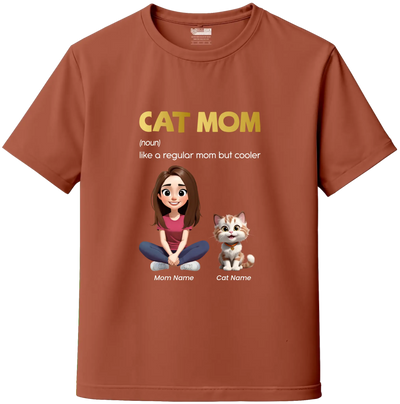 Copper custom cat mom t-shirt with breed and name – personalized cat lover apparel, India