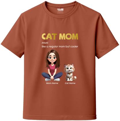 Cat Mom Custom Tee – Personalize Name, Cat Breed & Character!