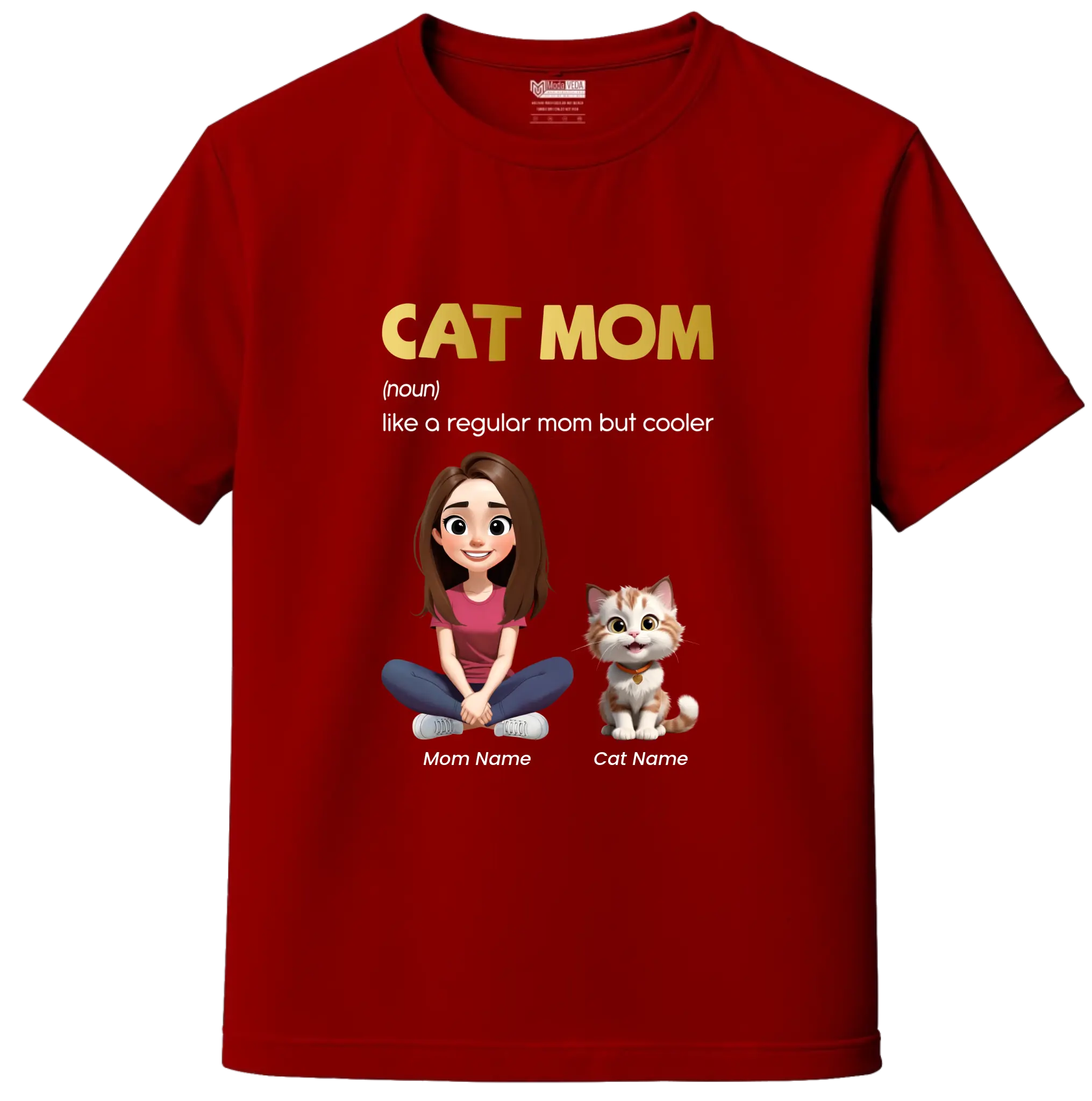 Cat Mom Custom Tee – Personalize Name, Cat Breed & Character!